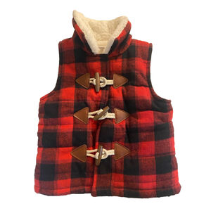 MUD PIE Buffalo Plaid/Sherpa Vest 12-18m